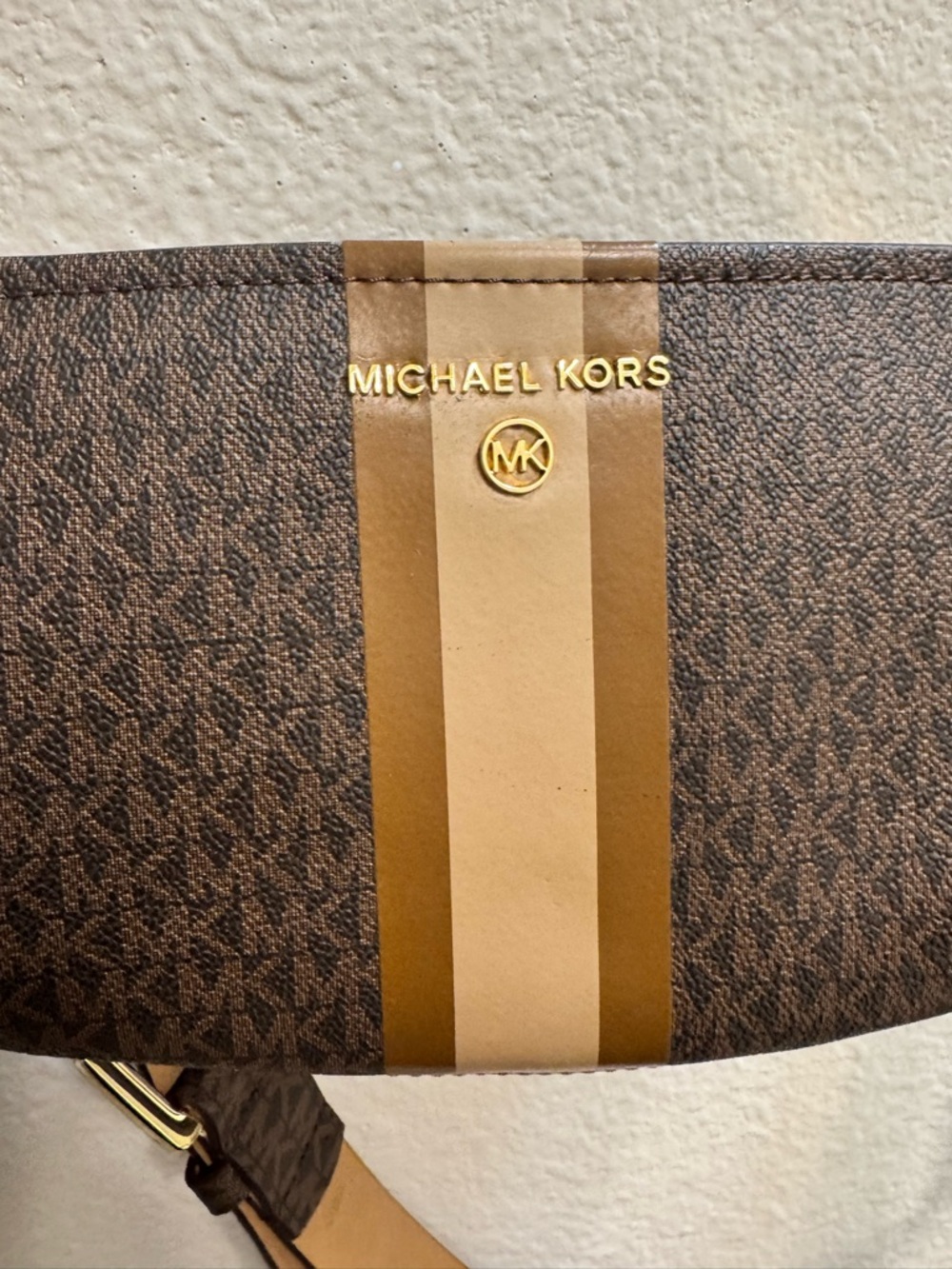 Michael Kors Brown and Tan Signature Stripe Waist Bag- Never Used! S/M - Picture 4 of 8